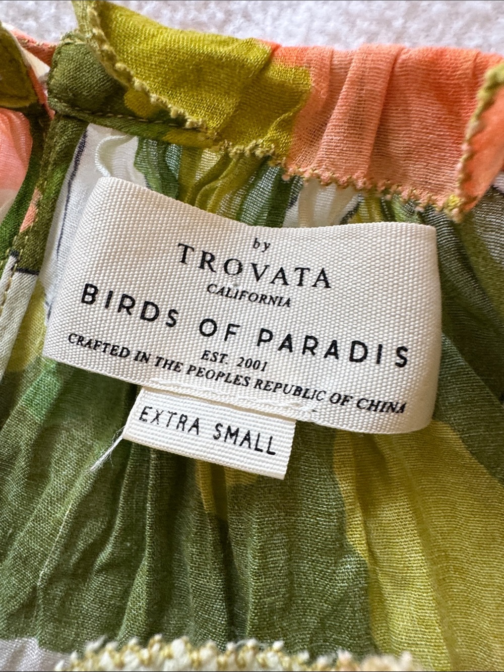 Trovata Birds of Paradise Carla Highneck Shirt Green Floral size XS - Picture 13 of 14